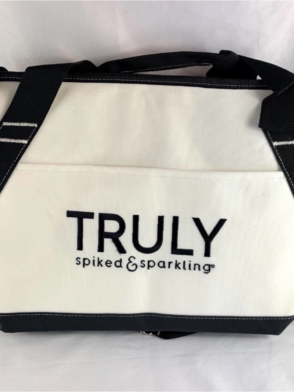 TRULY Black and White Branded Canvas Tote